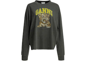Ganni Tiger Crewneck T-shirt Black - vue 360