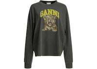 Ganni Tiger Crewneck T-shirt Black