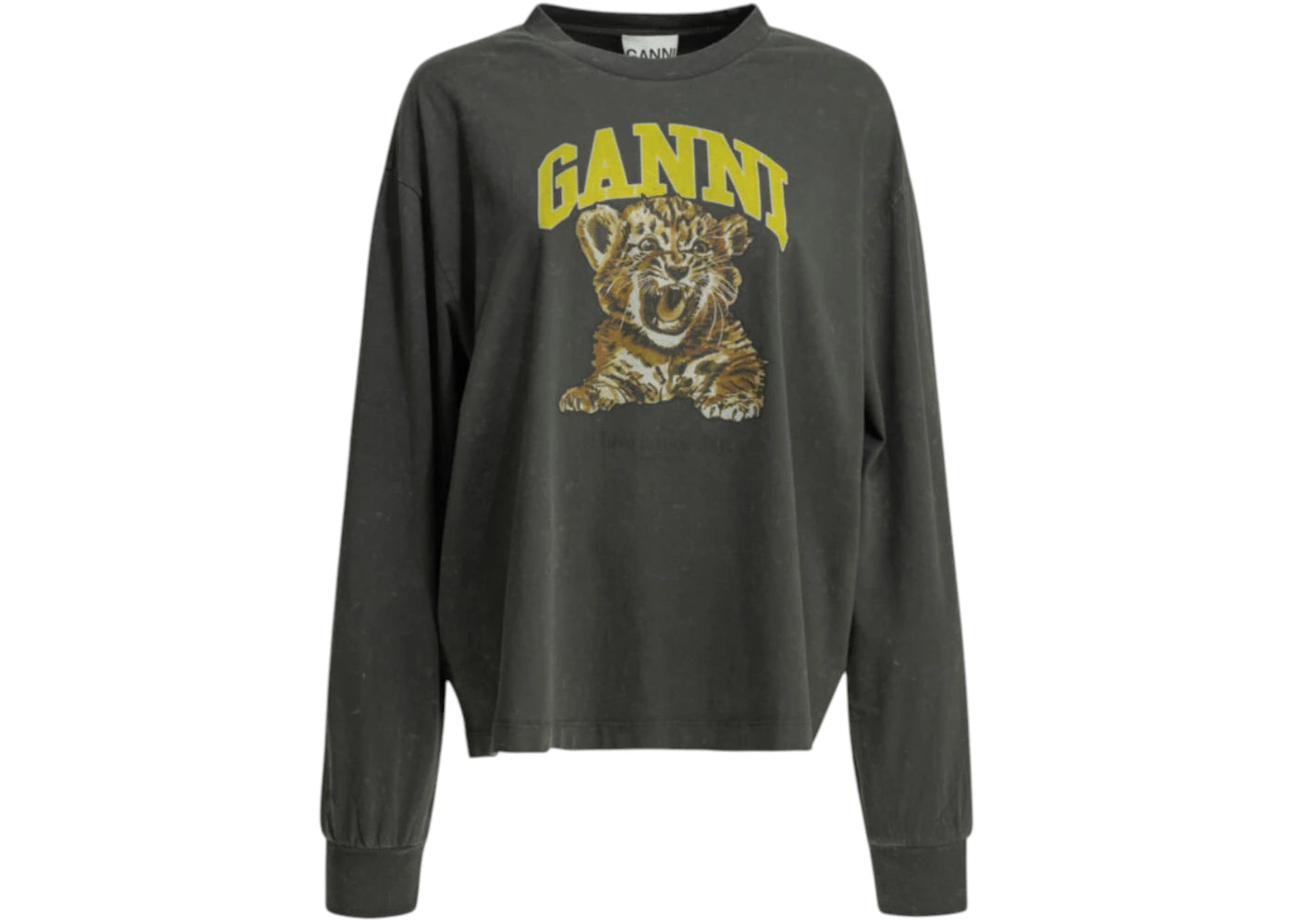 Ganni Tiger Crewneck T-shirt Black - vue secondaire A