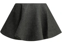 Ganni Women's Flared Wool Mini Skirt Grey