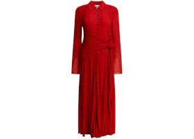 Ganni Women's Long Chemise Dress Red - vue 360