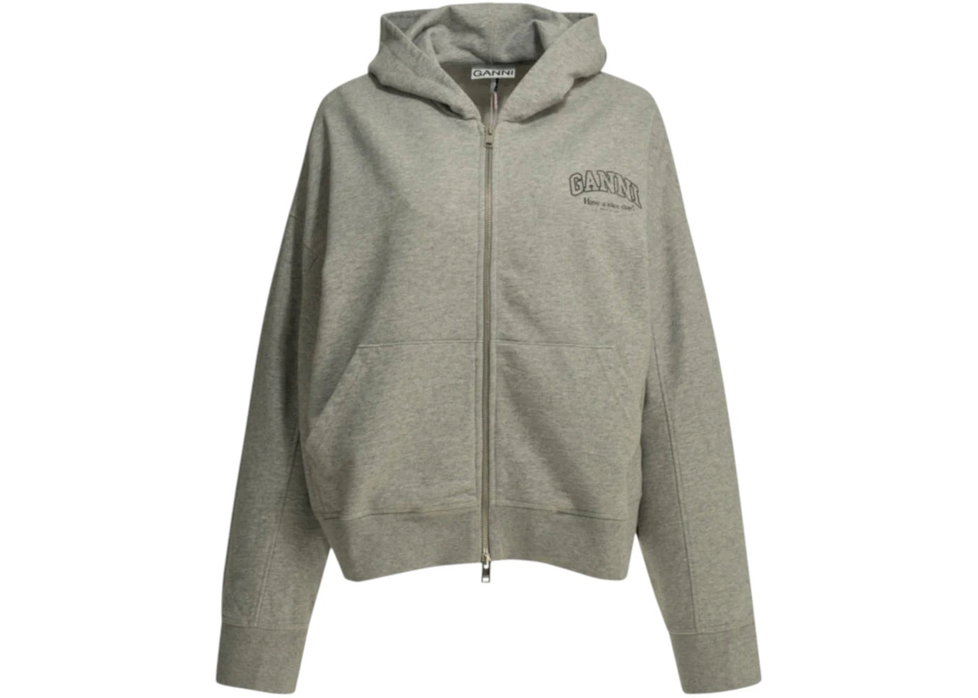 Ganni Zipper and Logo Sweatshirt Grey - vue secondaire A