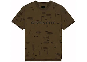 Givenchy 2 Layers Classic Fit Hole T-Shirt Khaki