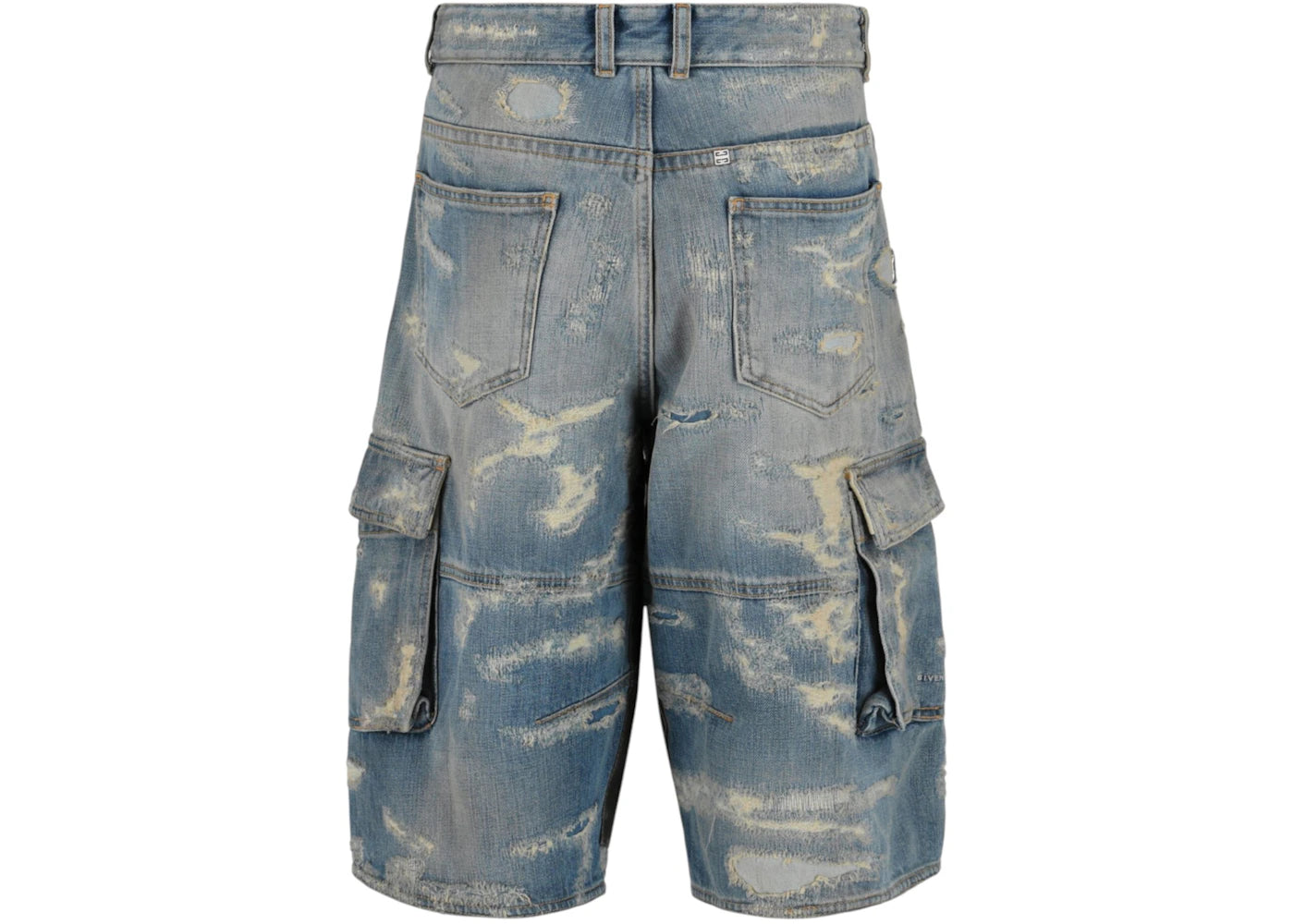 Givenchy Distressed Denim Cargo Shorts Medium Blue - vue secondaire B