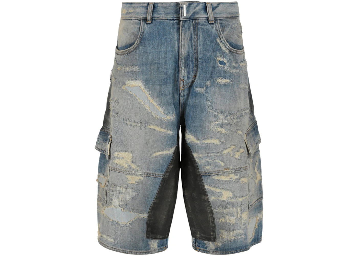 Givenchy Distressed Denim Cargo Shorts Medium Blue - vue secondaire A