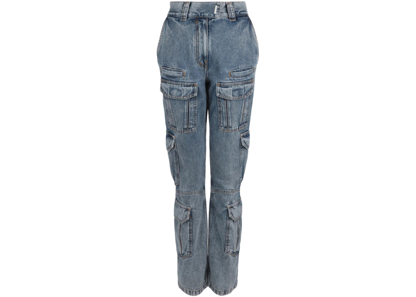 Givenchy High-Rise Straight-Leg Cargo Jeans Light Blue - vue 360