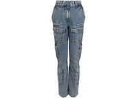 Givenchy High-Rise Straight-Leg Cargo Jeans Light Blue