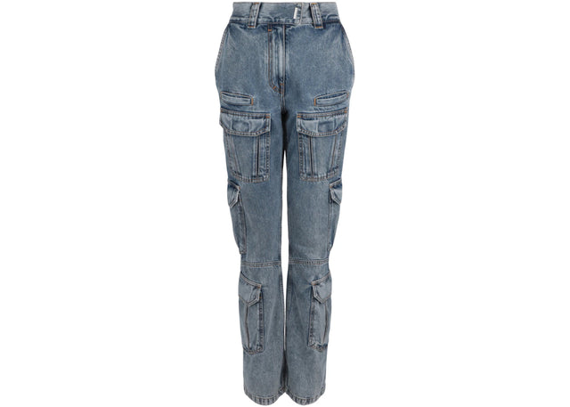 Givenchy High-Rise Straight-Leg Cargo Jeans Light Blue