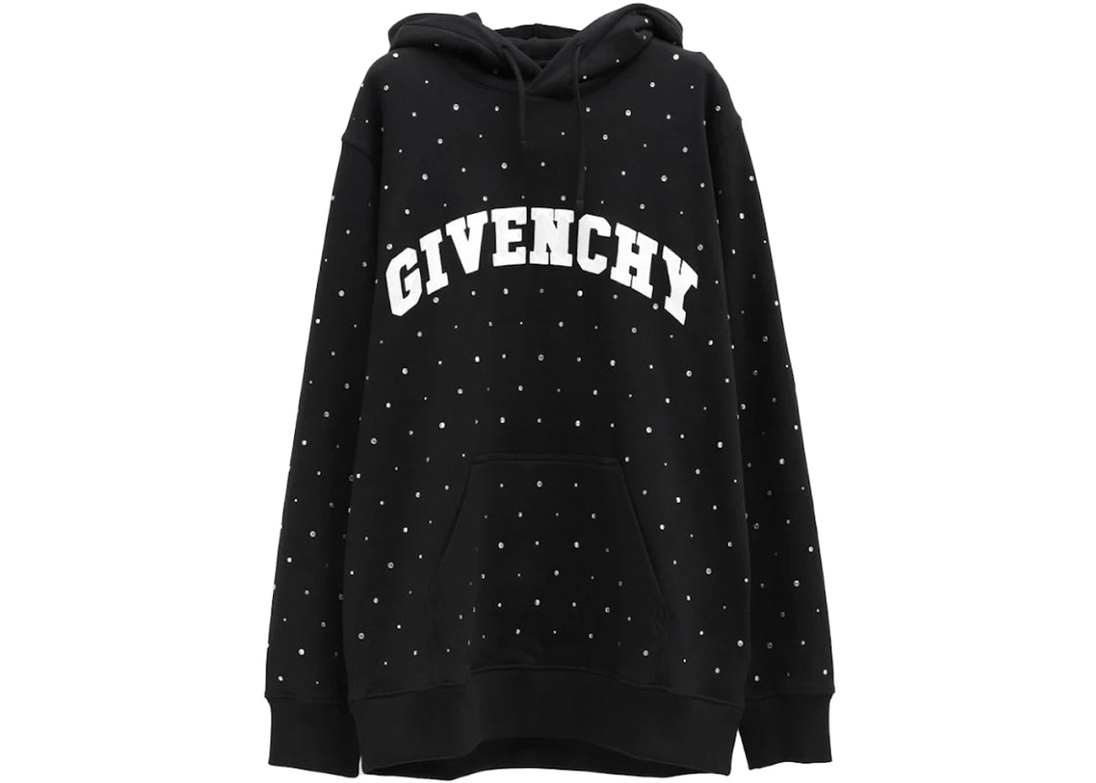 Givenchy Logo Strass Hoodie Black - vue 360
