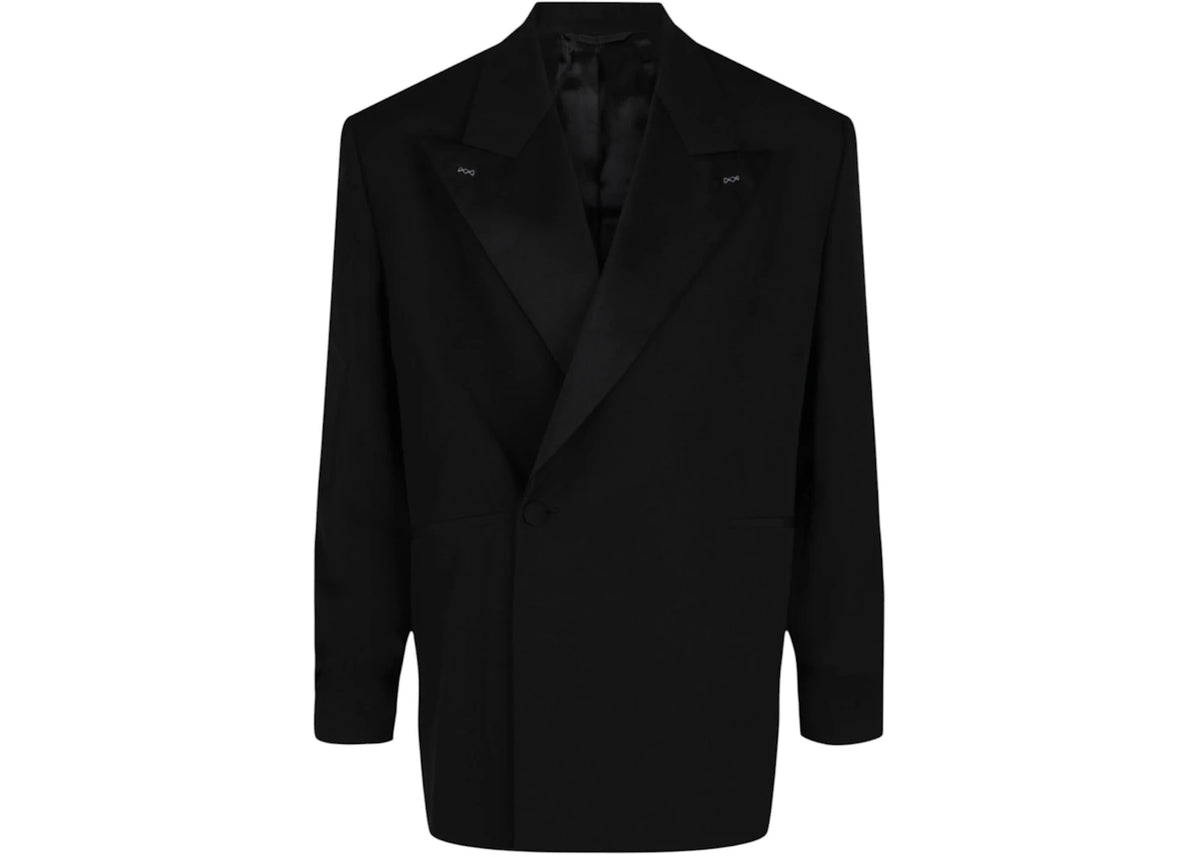 Givenchy Oversized Wool Satin Lapels Blazer Jacket Black - vue secondaire A