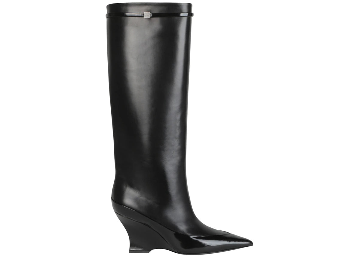 Givenchy Raven Tall Leather Wedge Boots Black (Women's) - vue secondaire A
