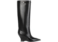 Givenchy Raven Tall Leather Wedge Boots Black (Women's)
