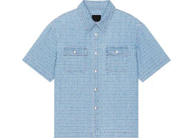 Givenchy Short-Sleeve Boxy Fit Denim Shirt Blue - vue 360