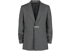 Givenchy Slim-Fit Metal Bar Structured Blazer Medium Grey - vue 360