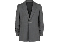 Givenchy Slim-Fit Metal Bar Structured Blazer Medium Grey