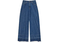 Givenchy Women's Alt Fit Raw Edge Wide Leg Denim Trousers Medium Blue