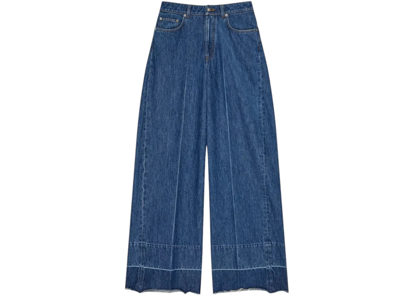 Givenchy Women's Alt Fit Raw Edge Wide Leg Denim Trousers Medium Blue - vue secondaire A