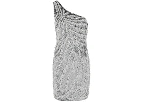 Givenchy Women's One-Shoulder Sequined Tulle Mini Dress Gunmetal