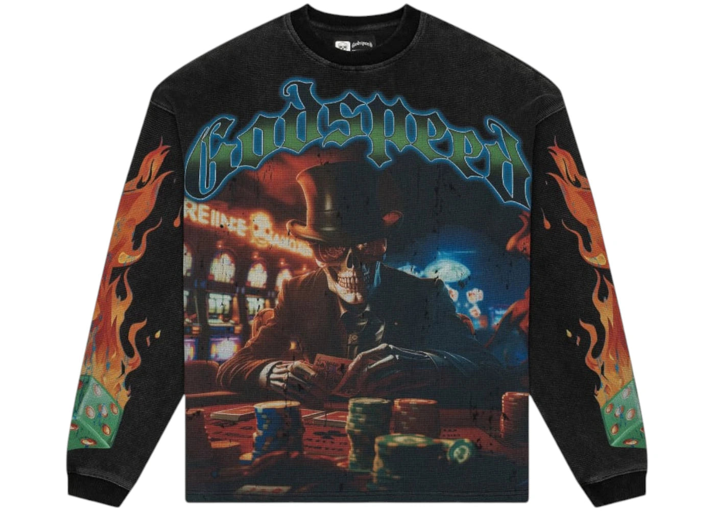 Godspeed Life's a Gamble L/S Thermal Tee Black Wash - vue secondaire A