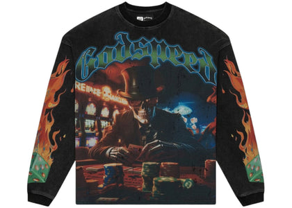 Godspeed Life's a Gamble L/S Thermal Tee Black Wash - product view 2