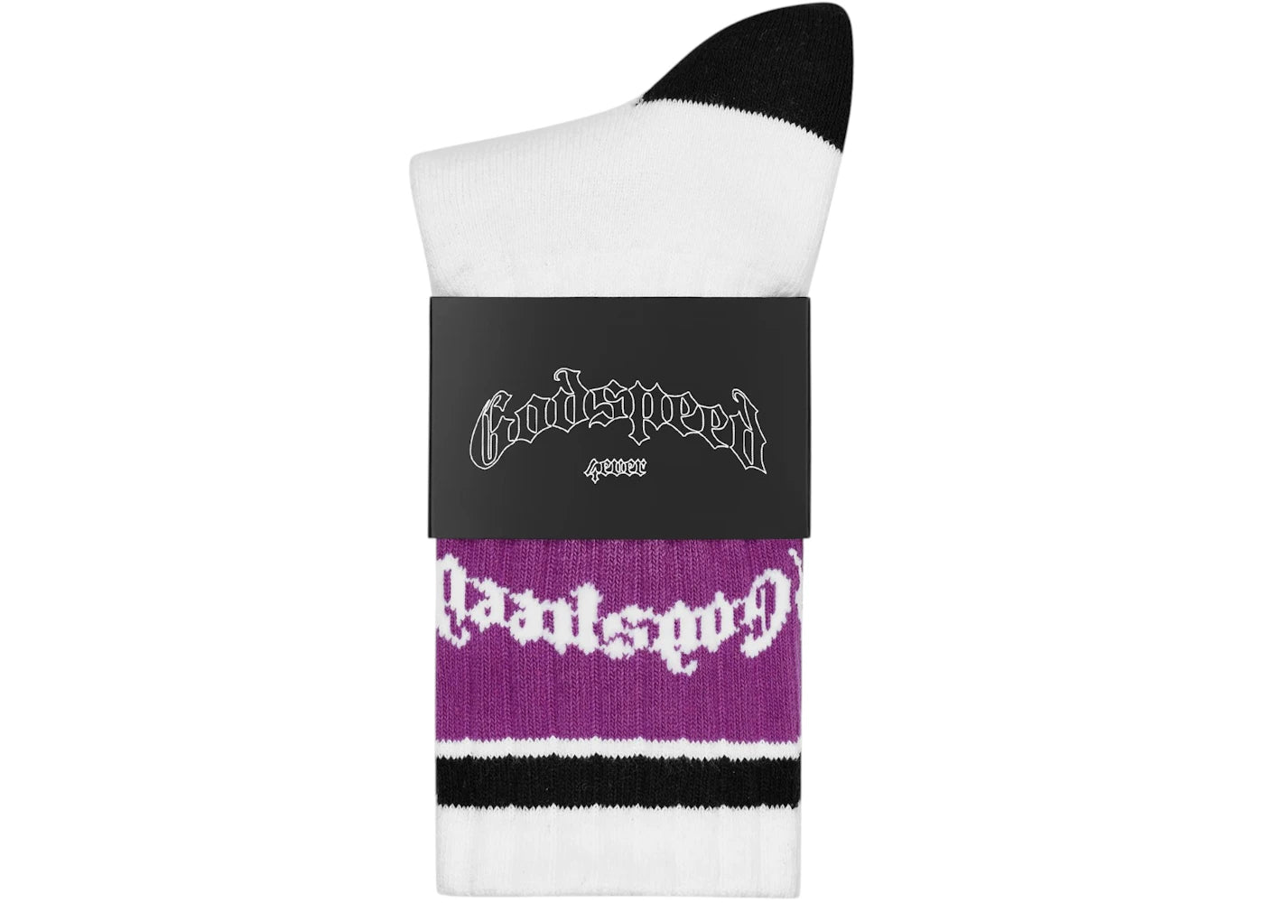 Godspeed OG Logo Striped Socks White/Purple - vue secondaire B