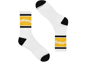 Godspeed OG Logo Striped Socks White/Yellow - vue 360