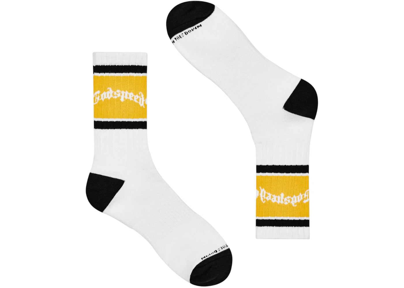 Godspeed OG Logo Striped Socks White/Yellow - vue secondaire A