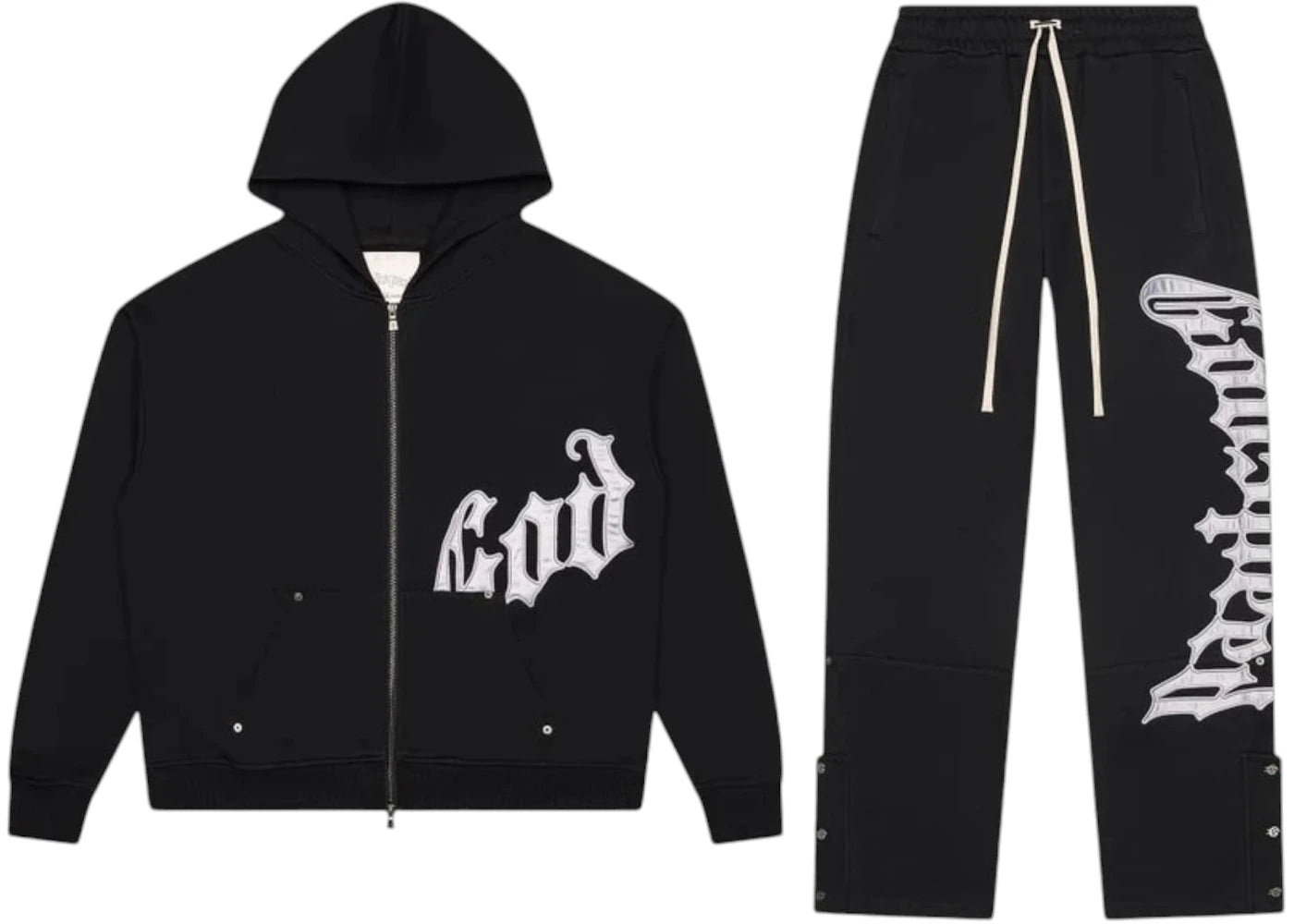 Godspeed OG Logo V2 Sweatsuit Black/Silver Satin - vue secondaire A
