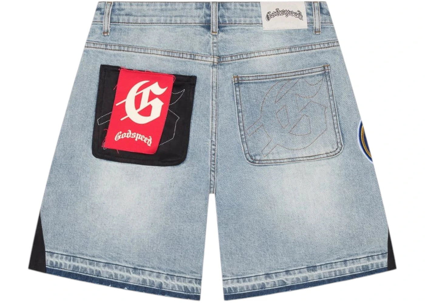 Godspeed Patchwork Denim V2 Shorts Blue - vue secondaire B
