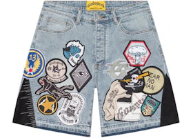 Godspeed Patchwork Denim V2 Shorts Blue - vue 360