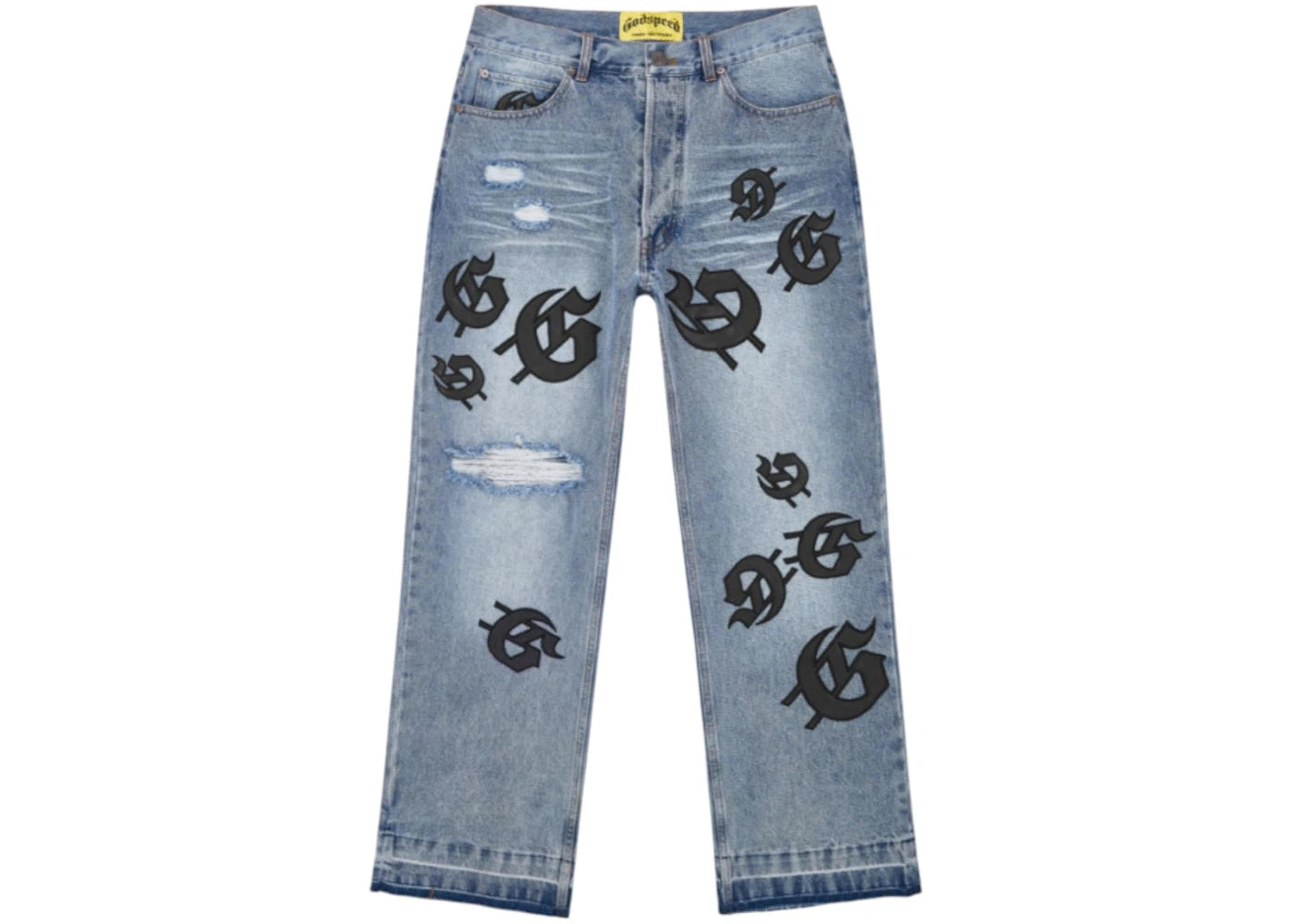 Godspeed Scattered GS Logo Denim Pant Blue Wash - vue secondaire A