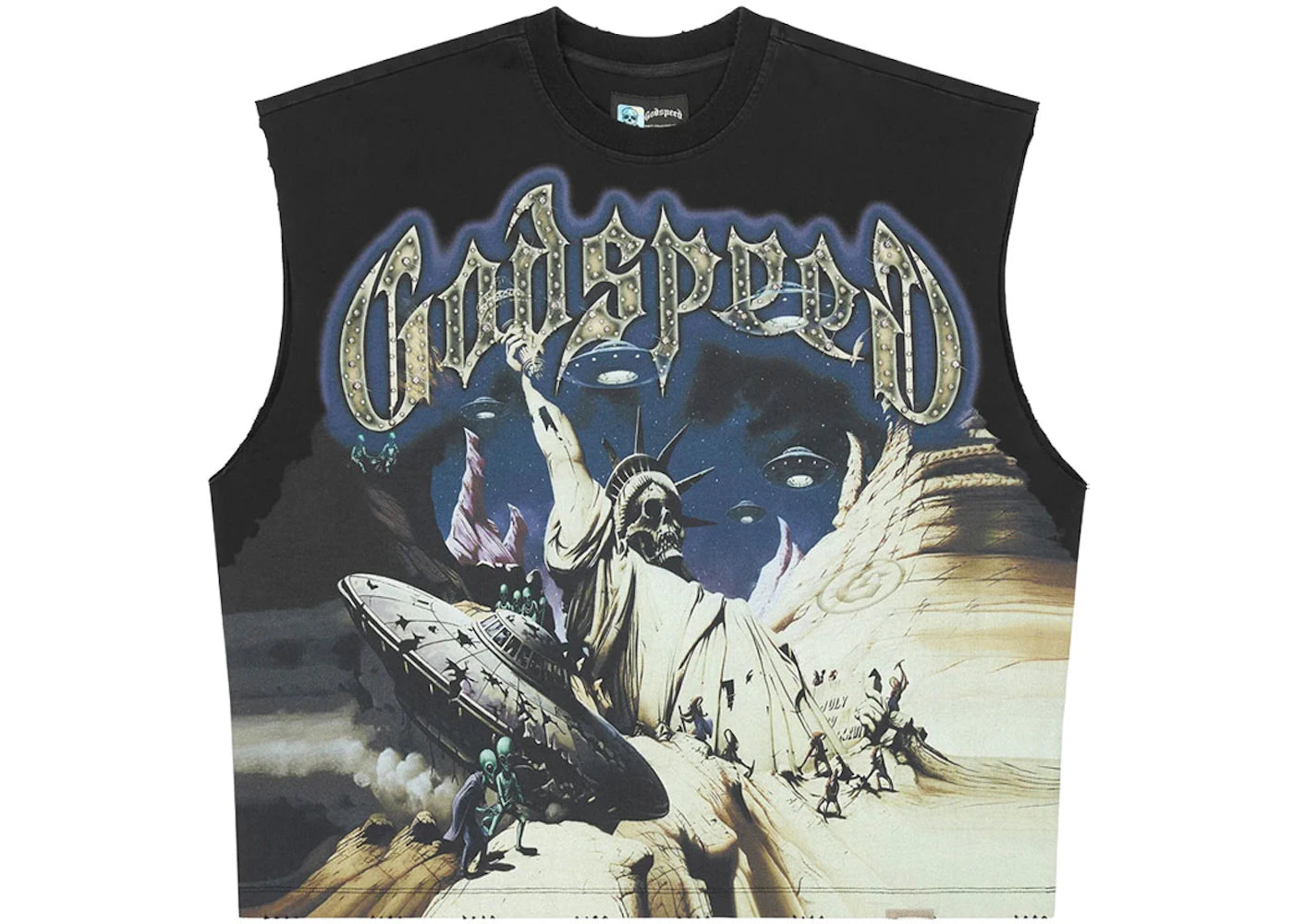 Godspeed The Landing Sleeveless T-shirt Black - vue 360