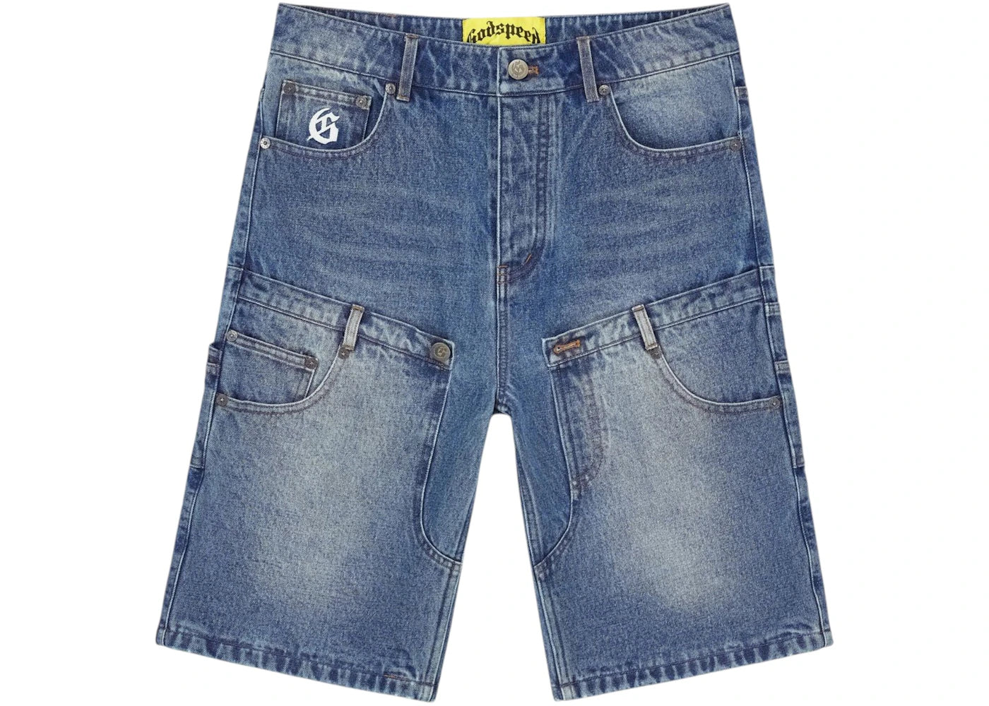 Godspeed Twin Panel Denim Shorts Blue - vue secondaire A