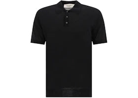 Golden Goose Merino Wool Button-Down Polo Shirt Black - vue 360