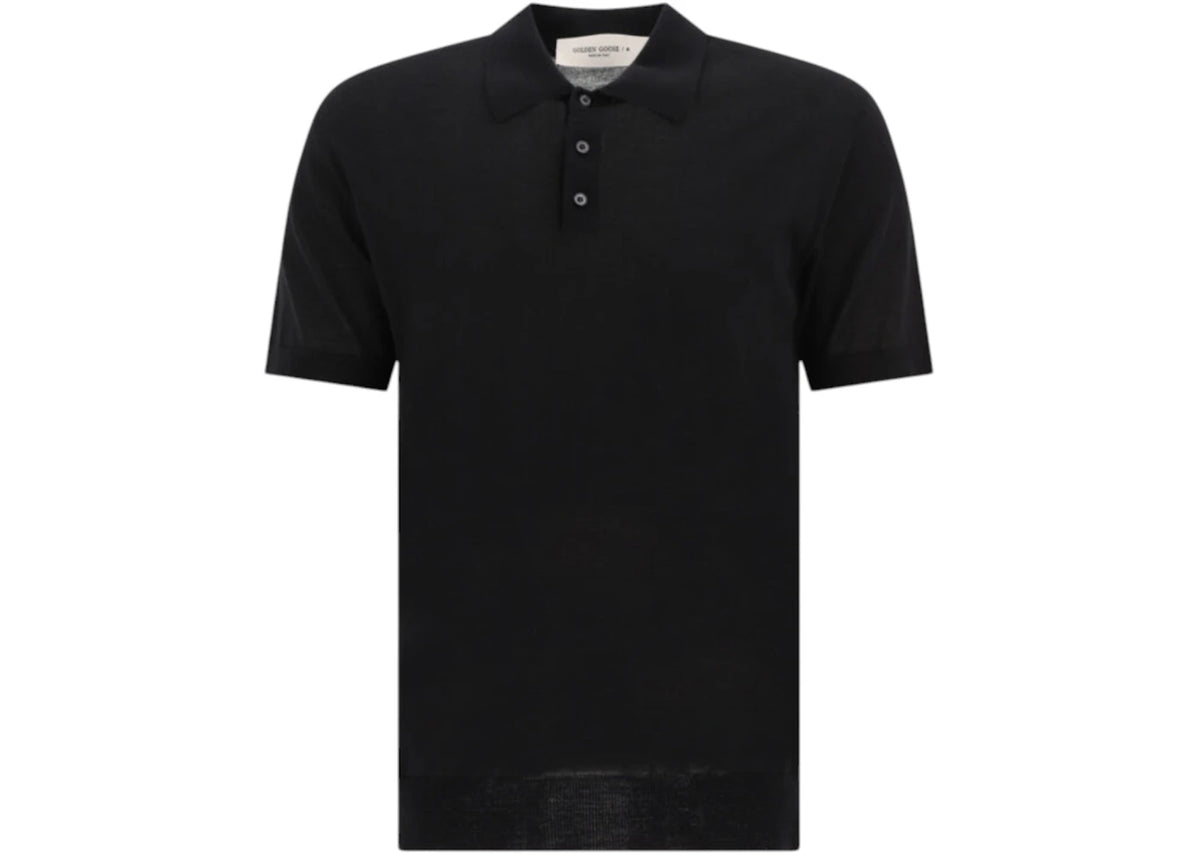 Golden Goose Merino Wool Button-Down Polo Shirt Black - vue secondaire A