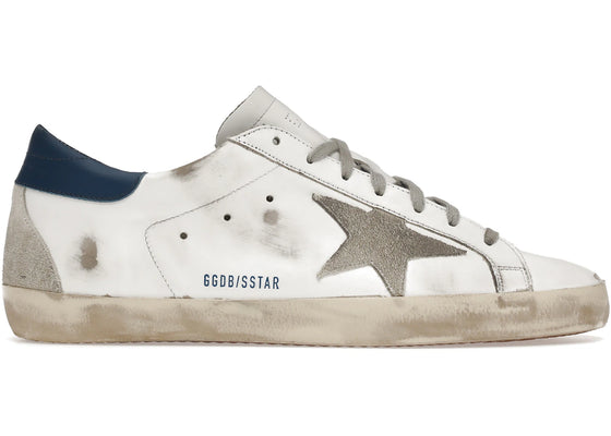 Golden Goose Super-Star White Royal Blue Grey Suede Patch sneakers - authentic streetwear shoes
