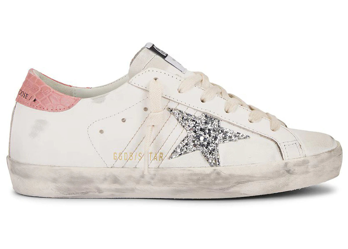 Golden Goose Super-Star Weiß Silber Glitzer Rosa (Damen) - vue 360