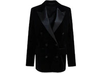 Golden Goose Velvet and Satin Double-Breasted Blazer Black