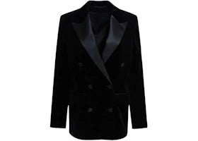 Golden Goose Velvet and Satin Double-Breasted Blazer Black