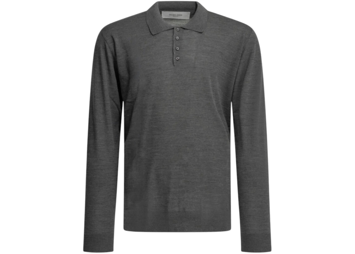 Golden Goose Wool Polo Sweater Grey - vue secondaire A