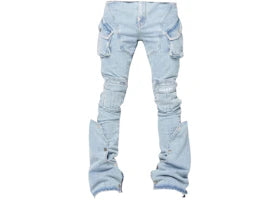 Guapi Aqua Blue Coffin Arc Denim Jeans Blue