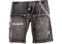 Guapi Spider Denim Shorts Obsidian Black