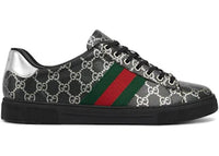 Gucci Ace Black GG Monogram Silver GG Motif