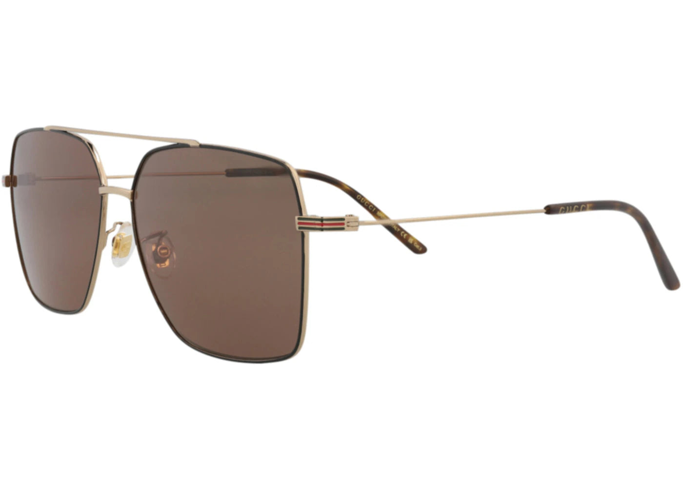 Gucci Aviator-Frame Metal Sunglasses Gold/Gold/Brown (GG1053SK-30011661-002) - vue secondaire A