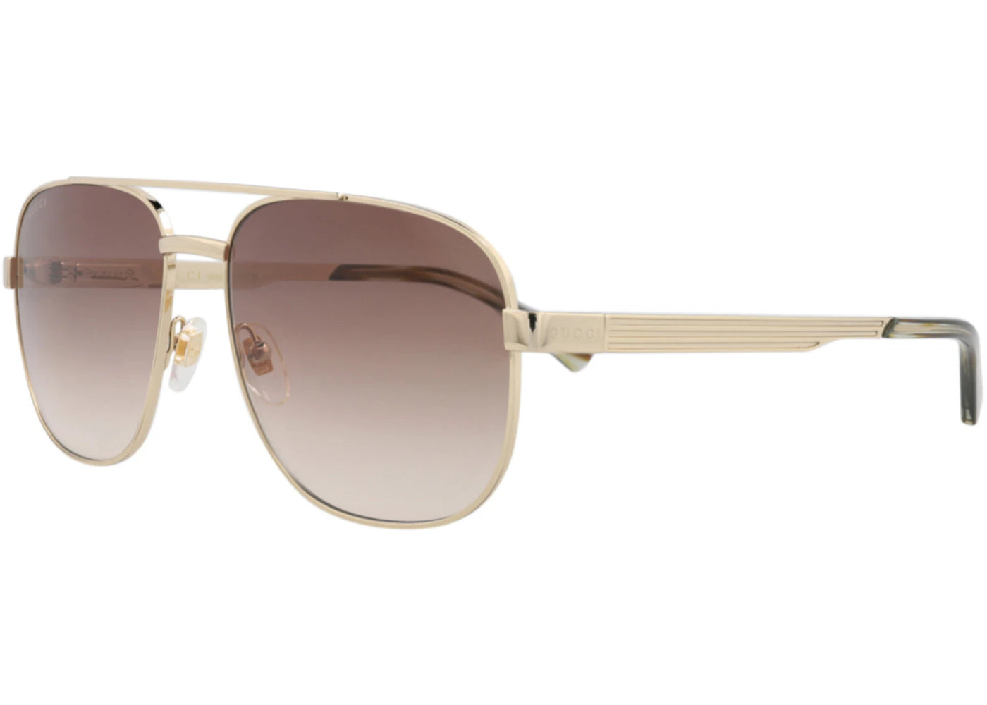 Gucci Aviator-Frame Metal Sunglasses Gold Gold Brown (GG1223S-30013480-003) - vue secondaire B