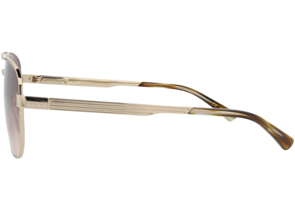 Gucci Aviator-Frame Metal Sunglasses Gold Gold Brown (GG1223S-30013480-003) - vue secondaire B