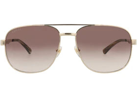 Gucci Aviator-Frame Metal Sunglasses Gold Gold Brown (GG1223S-30013480-003) - vue 360
