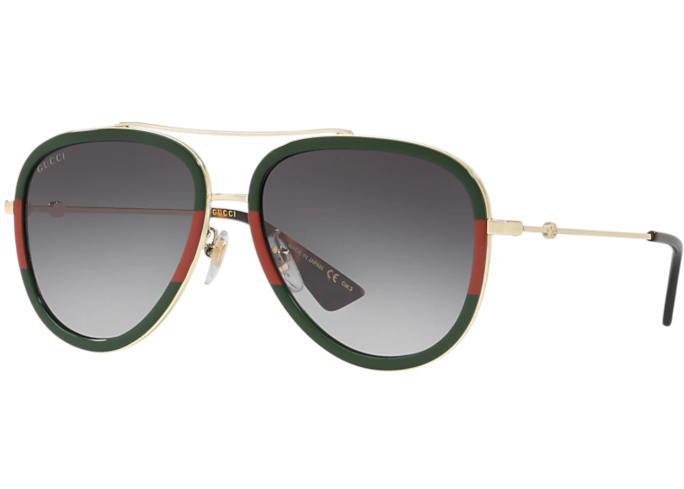 Gucci Aviator Sunglasses Gold Green (GG0062S-003-57) - vue secondaire A