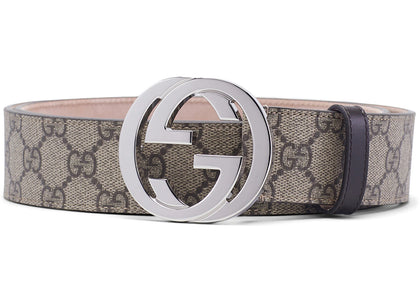 Gucci Belt GG Supreme Interlocking G Buckle 1.5W Beige Ebony/Cocoa - authentic Gucci product