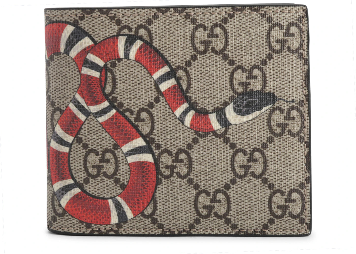 Gucci Bifold Wallet GG Supreme Kingsnake (8 Card Slot) Beige - vue 360